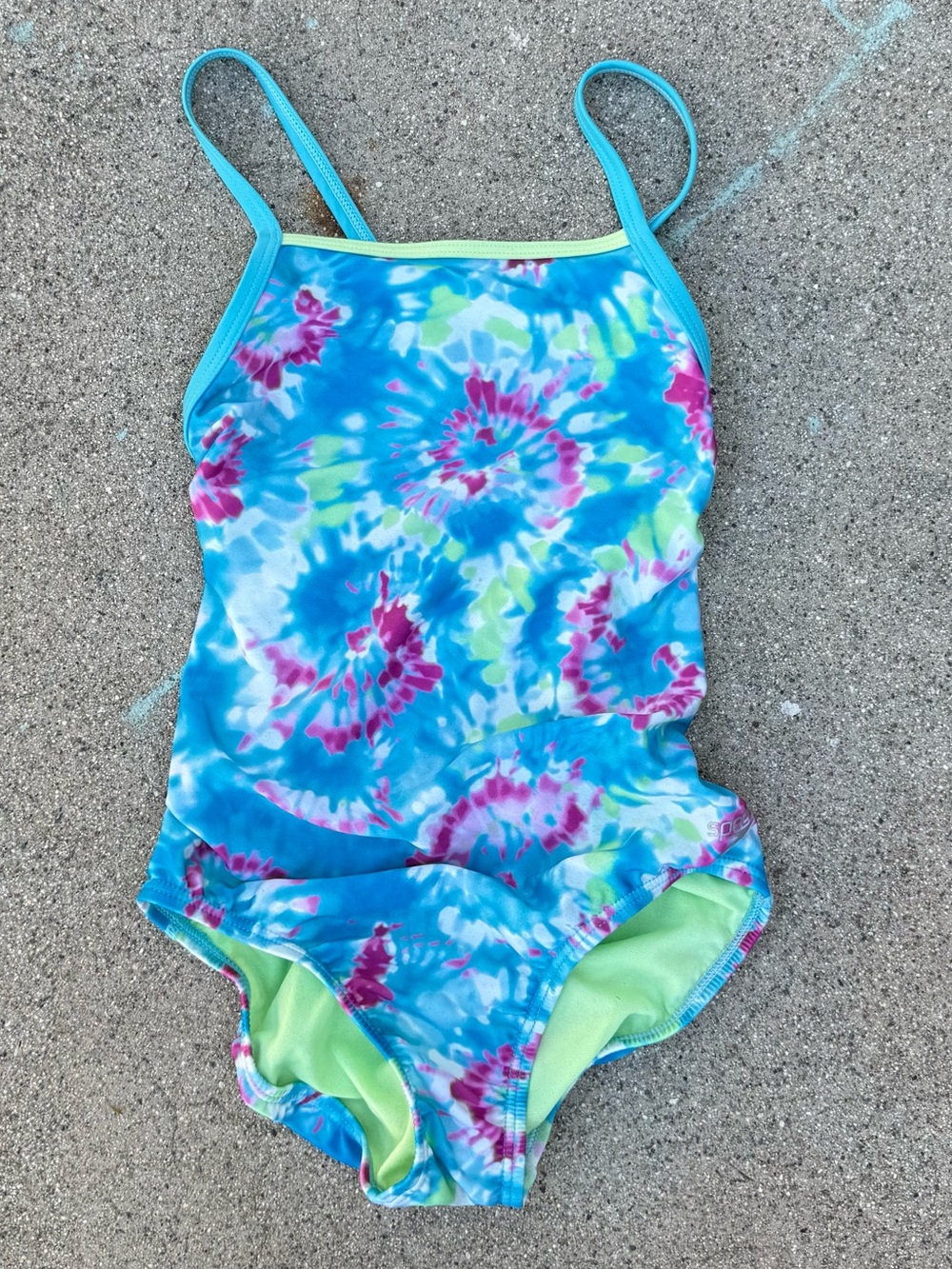 Speedo kids One Piece Tie Dye blue pink Size 10 girls preloved summer beach pool